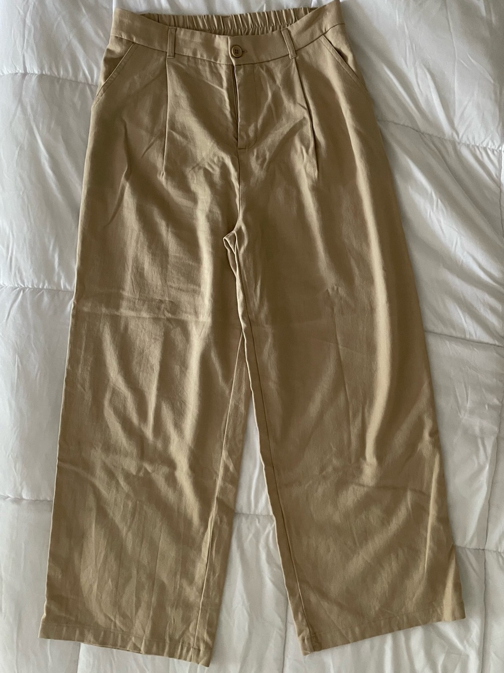 Women's Casual Tan Wide Leg Pants